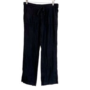 Allen Allen Linen Straight Leg Pants Black XS Casual Neutral Minimalist Coastal